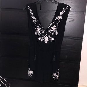 Black and white tank top romper